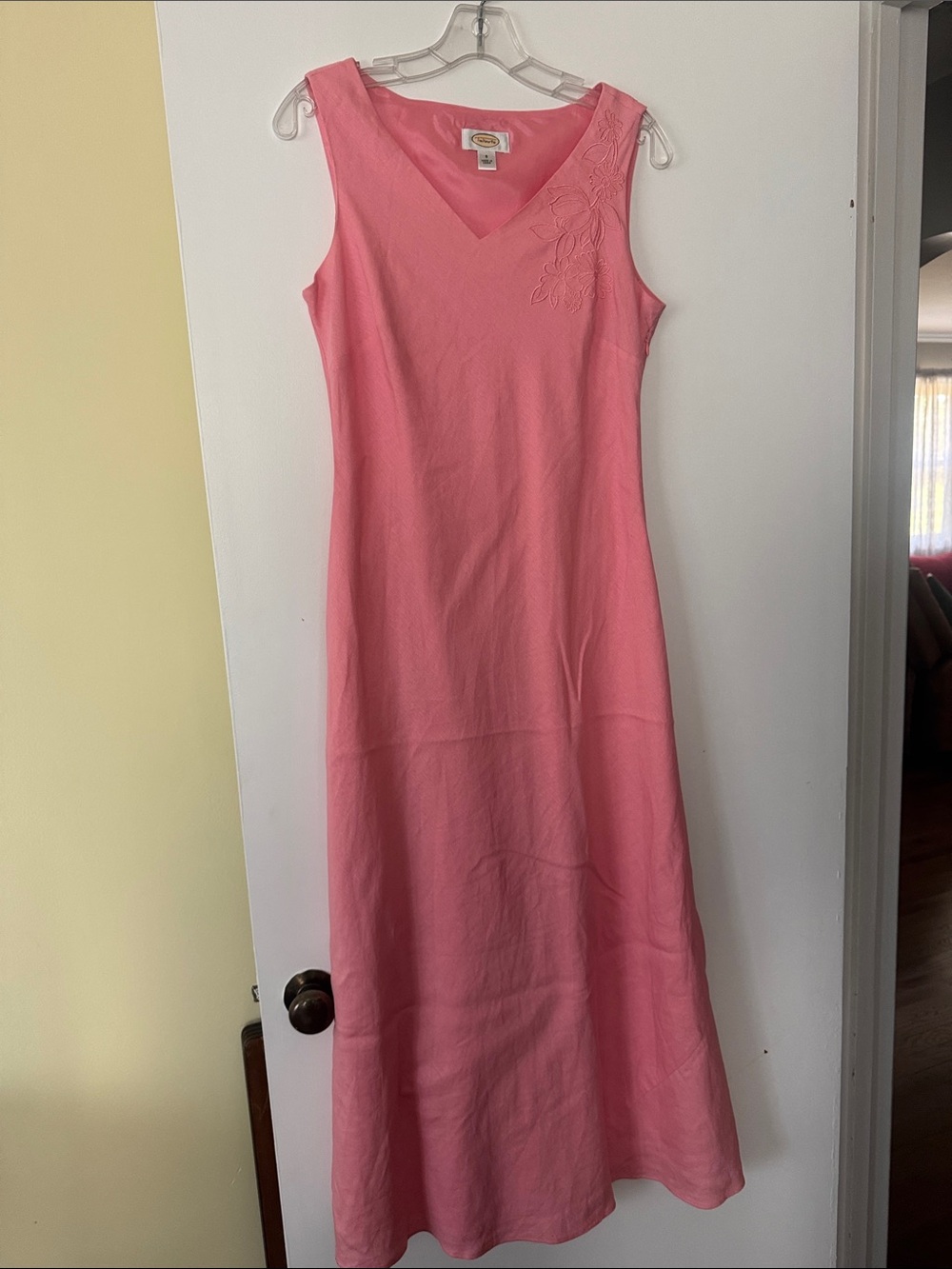Talbots Sleeveless V-Neck Maxi Dress in Pink